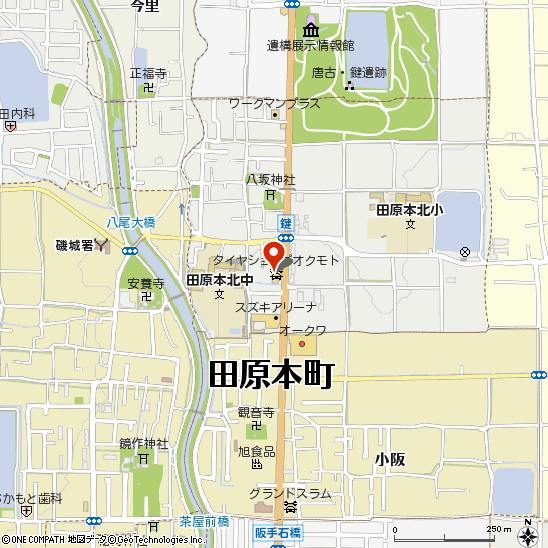 ブリヂストン田原本タイヤセンター付近の地図